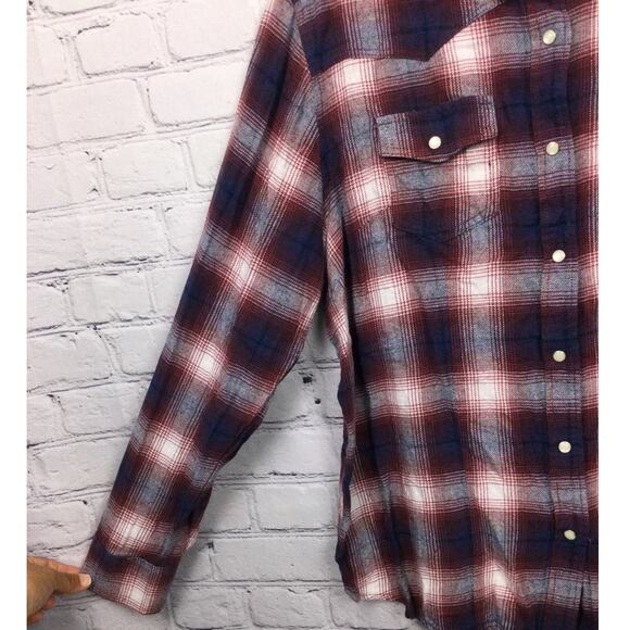 Cumberland Outfitters by Ely Western Cowboy Pearl Snap Plaid Cotton Flannel XL - Picture 4 of 13